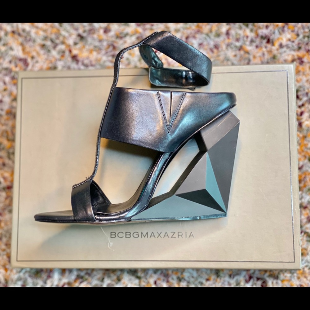 BCBGMaxAzria Black Vachetta Wedge heel